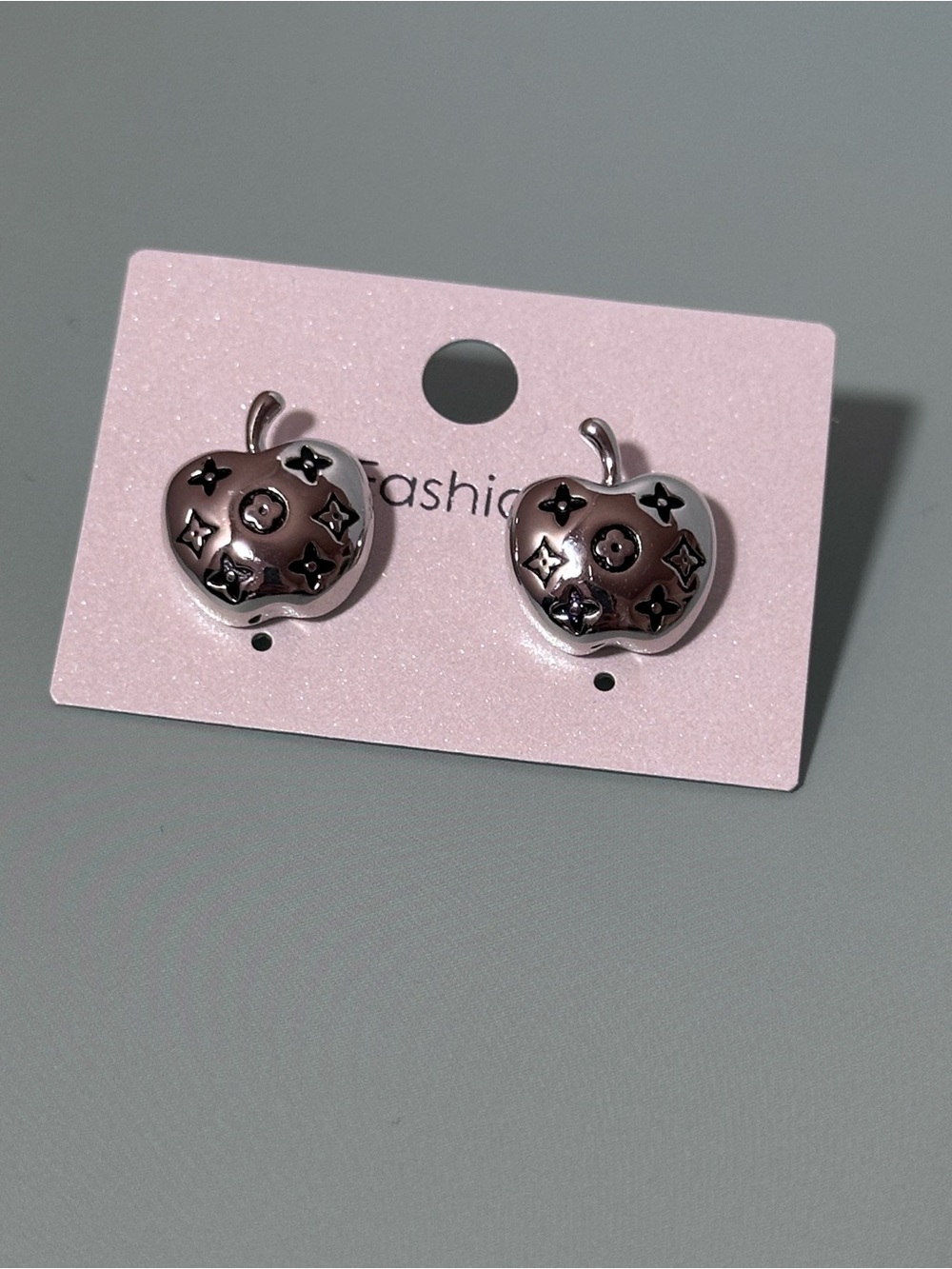 Silver Apple Stud Earrings -